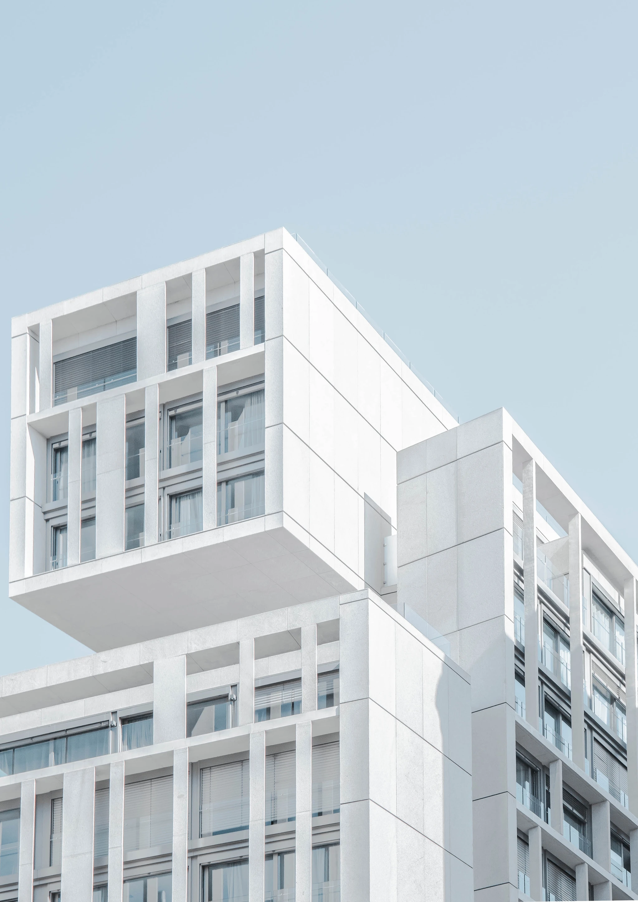 Modern white house with balcony