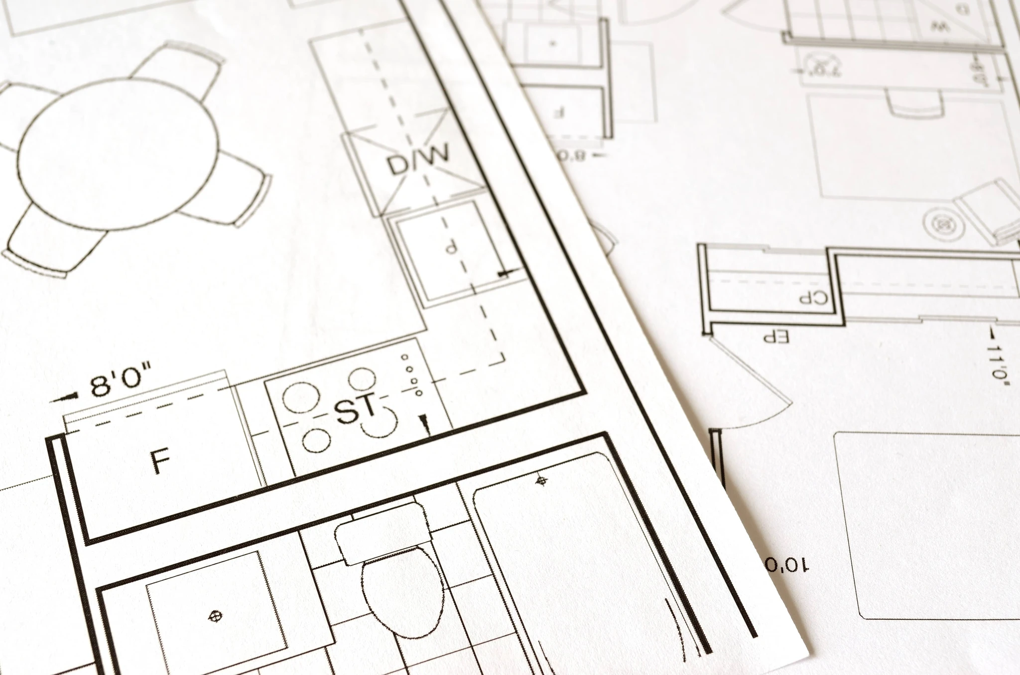 A close up of a white building plan.