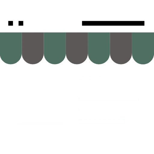 green and white icon of an online shop with transparent background