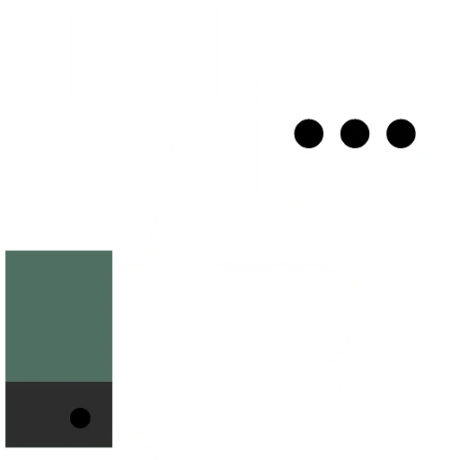 green and white icon of a thumbs up with transparent background