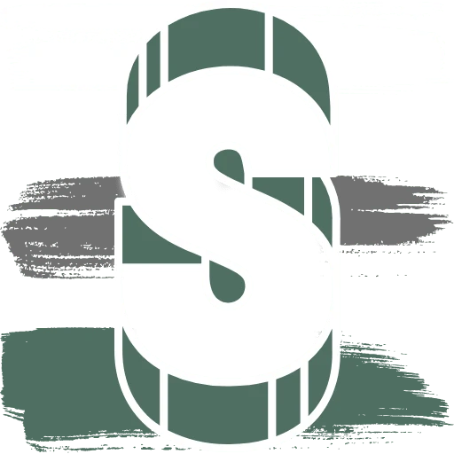 green and white icon of brand design with transparent background