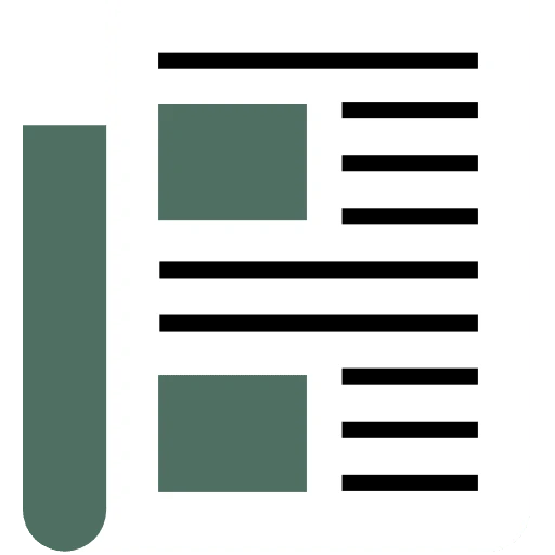 green and white icon of business basics with transparent background